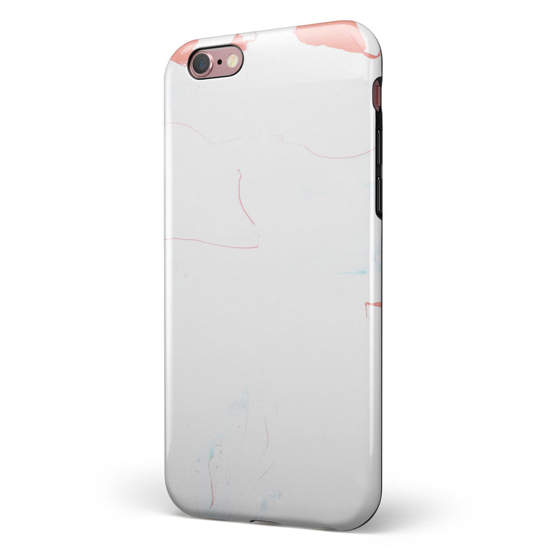 Marbleized Coral and Mint v1 iPhone 6/6s or 6/6s Plus 2-Piece Hybrid INK-Fuzed Case