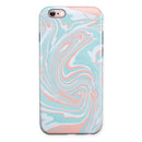 Marbleized Mint and Coral iPhone 6/6s or 6/6s Plus 2-Piece Hybrid INK-Fuzed Case