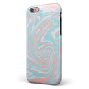 Marbleized Mint and Coral iPhone 6/6s or 6/6s Plus 2-Piece Hybrid INK-Fuzed Case