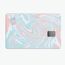 Marbleized Mint and Coral - Premium Protective Decal Skin-Kit for the Apple Credit Card