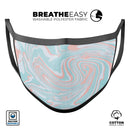 Marbleized Mint and Coral - Made in USA Mouth Cover Unisex Anti-Dust Cotton Blend Reusable & Washable Face Mask with Adjustable Sizing for Adult or Child