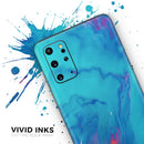 Marbleized Ocean Blue - Premium Vinyl Skin Decal for Samsung Galaxy S25 Ultra, S24, S23, S22 & All Galaxy S Models
