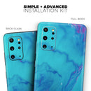 Marbleized Ocean Blue - Premium Vinyl Skin Decal for Samsung Galaxy S25 Ultra, S24, S23, S22 & All Galaxy S Models