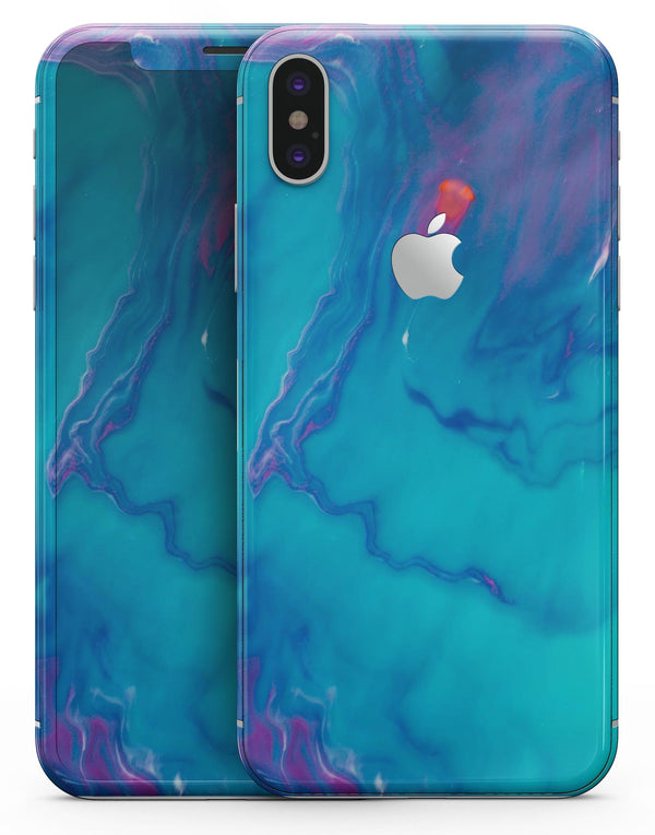 Marbleized Ocean Blue - iPhone X Skin-Kit
