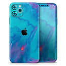 Marbleized Ocean Blue - Protective Skin Wrap & Decal – Compatible with iPhone SE to iPhone 17 Pro Max (All Models)
