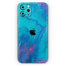 Marbleized Ocean Blue - Protective Skin Wrap & Decal – Compatible with iPhone SE to iPhone 17 Pro Max (All Models)
