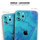 Marbleized Ocean Blue - Protective Skin Wrap & Decal – Compatible with iPhone SE to iPhone 17 Pro Max (All Models)
