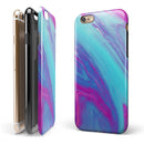 Marbleized Pink Ocean Blue v32 iPhone 6/6s or 6/6s Plus 2-Piece Hybrid INK-Fuzed Case