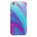 Marbleized Pink Ocean Blue v32 iPhone 6/6s or 6/6s Plus 2-Piece Hybrid INK-Fuzed Case