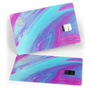 Marbleized Pink Ocean Blue v32 - Premium Protective Decal Skin-Kit for the Apple Credit Card