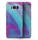 Marbleized Pink Ocean Blue v32 - Samsung Galaxy S8 Full-Body Skin Kit