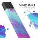 Marbleized Pink Ocean Blue v32 - Premium Decal Protective Skin-Wrap Sticker compatible with the Juul Labs vaping device