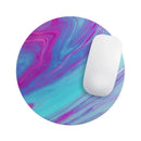 Marbleized Pink Ocean Blue v32// WaterProof Rubber Foam Backed Anti-Slip Mouse Pad for Home Work Office or Gaming Computer Desk