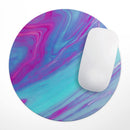 Marbleized Pink Ocean Blue v32// WaterProof Rubber Foam Backed Anti-Slip Mouse Pad for Home Work Office or Gaming Computer Desk