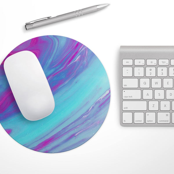 Marbleized Pink Ocean Blue v32// WaterProof Rubber Foam Backed Anti-Slip Mouse Pad for Home Work Office or Gaming Computer Desk