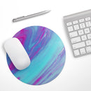Marbleized Pink Ocean Blue v32// WaterProof Rubber Foam Backed Anti-Slip Mouse Pad for Home Work Office or Gaming Computer Desk