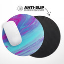 Marbleized Pink Ocean Blue v32// WaterProof Rubber Foam Backed Anti-Slip Mouse Pad for Home Work Office or Gaming Computer Desk