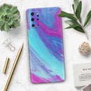 Marbleized Pink Ocean Blue v32 - Premium Vinyl Skin Decal for Samsung Galaxy S25 Ultra, S24, S23, S22 & All Galaxy S Models
