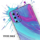 Marbleized Pink Ocean Blue v32 - Premium Vinyl Skin Decal for Samsung Galaxy S25 Ultra, S24, S23, S22 & All Galaxy S Models