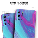 Marbleized Pink Ocean Blue v32 - Premium Vinyl Skin Decal for Samsung Galaxy S25 Ultra, S24, S23, S22 & All Galaxy S Models