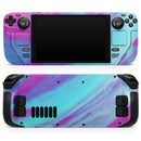 Marbleized Pink Ocean Blue v32 // Full Body Skin Decal Wrap Kit for the Steam Deck handheld gaming computer