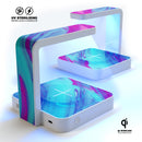 Marbleized Pink Ocean Blue v32 UV Germicidal Sanitizing Sterilizing Wireless Smart Phone Screen Cleaner + Charging Station