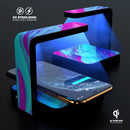 Marbleized Pink Ocean Blue v32 UV Germicidal Sanitizing Sterilizing Wireless Smart Phone Screen Cleaner + Charging Station