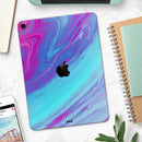 Marbleized Pink Ocean Blue v32 - Full Body Skin Decal for the Apple iPad Pro 12.9", 11", 10.5", 9.7", Air or Mini (All Models Available)