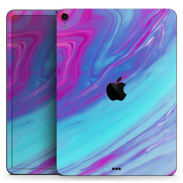 Marbleized Pink Ocean Blue v32 - Full Body Skin Decal for the Apple iPad Pro 12.9", 11", 10.5", 9.7", Air or Mini (All Models Available)