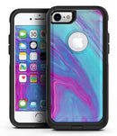 Marbleized Pink Ocean Blue v32 - iPhone 7 or 7 Plus Commuter Case Skin Kit