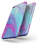 Marbleized Pink Ocean Blue v32 - Skin-kit for the iPhone 8 or 8 Plus