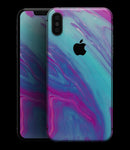 Marbleized Pink Ocean Blue v32 - iPhone XS MAX, XS/X, 8/8+, 7/7+, 5/5S/SE Skin-Kit (All iPhones Available)