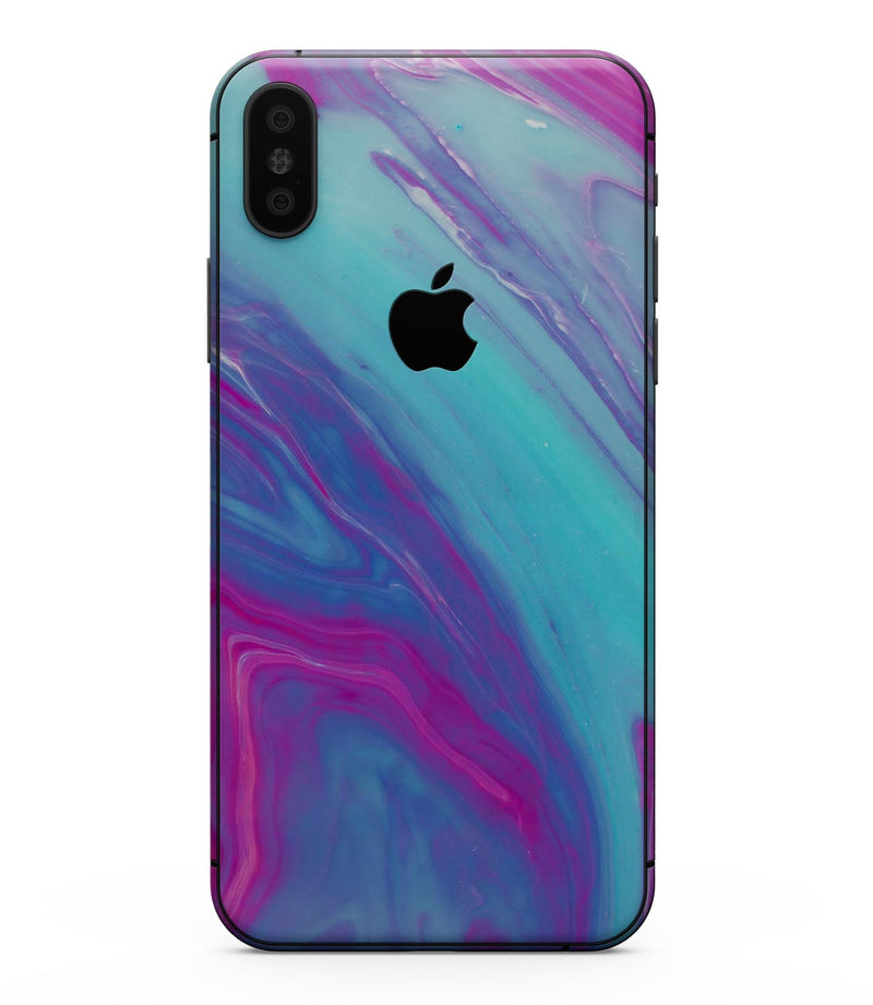 Marbleized Pink Ocean Blue v32 - iPhone XS MAX, XS/X, 8/8+, 7/7+, 5/5S/SE Skin-Kit (All iPhones Available)
