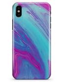 Marbleized Pink Ocean Blue v32 - iPhone X Clipit Case