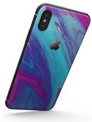 Marbleized Pink Ocean Blue v32 - iPhone X Skin-Kit