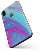 Marbleized Pink Ocean Blue v32 - iPhone X Skin-Kit