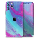 Marbleized Pink Ocean Blue v32 - Vinyl Skin Wrap for iPhone 17 Pro Max, 17 Pro, 17 Air, 17, 16 & All Models — Soft Matte or Ultra Gloss