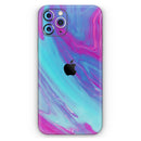 Marbleized Pink Ocean Blue v32 - Vinyl Skin Wrap for iPhone 17 Pro Max, 17 Pro, 17 Air, 17, 16 & All Models — Soft Matte or Ultra Gloss