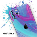 Marbleized Pink Ocean Blue v32 - Vinyl Skin Wrap for iPhone 17 Pro Max, 17 Pro, 17 Air, 17, 16 & All Models — Soft Matte or Ultra Gloss