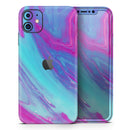 Marbleized Pink Ocean Blue v32 - Vinyl Skin Wrap for iPhone 17 Pro Max, 17 Pro, 17 Air, 17, 16 & All Models — Soft Matte or Ultra Gloss