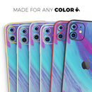 Marbleized Pink Ocean Blue v32 - Vinyl Skin Wrap for iPhone 17 Pro Max, 17 Pro, 17 Air, 17, 16 & All Models — Soft Matte or Ultra Gloss