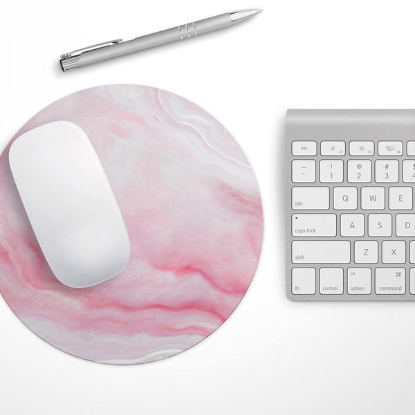 Marbleized Pink Paradise V4// WaterProof Rubber Foam Backed Anti-Slip Mouse Pad for Home Work Office or Gaming Computer Desk