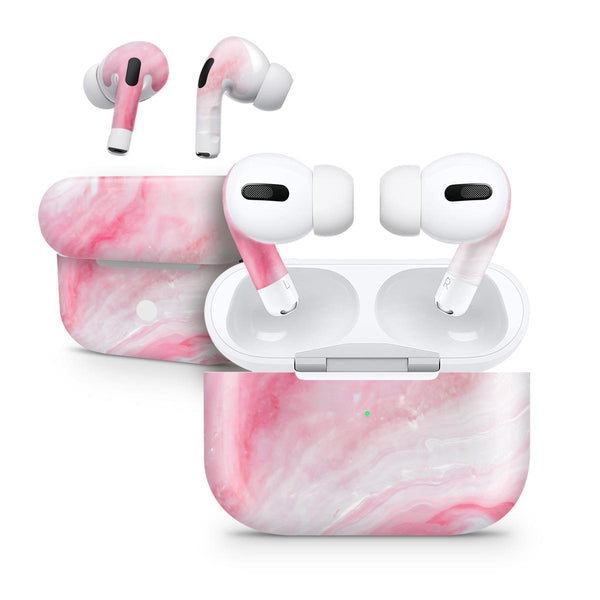 Marbleized Pink Paradise V6 - Full Body Skin Decal Wrap Kit for the Wireless Bluetooth Apple Airpods Pro, AirPods Gen 1 or Gen 2 with Wireless Charging