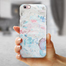 Marbleized Pink and Blue Blotch iPhone 6/6s or 6/6s Plus 2-Piece Hybrid INK-Fuzed Case