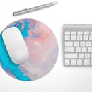 Marbleized Pink and Blue Paradise V322// WaterProof Rubber Foam Backed Anti-Slip Mouse Pad for Home Work Office or Gaming Computer Desk