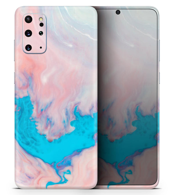 Marbleized Pink and Blue Paradise V322 - Skin-Kit for the Samsung Galaxy S-Series S20, S20 Plus, S20 Ultra , S10 & others (All Galaxy Devices Available)