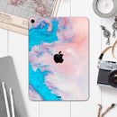 Marbleized Pink and Blue Paradise V322 - Full Body Skin Decal for the Apple iPad Pro 12.9", 11", 10.5", 9.7", Air or Mini (All Models Available)