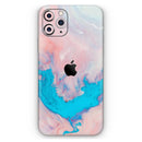 Marbleized Pink and Blue Paradise V322 - Vinyl Skin Wrap for iPhone 17 Pro Max, 17 Pro, 17 Air, 17, 16 & All Models — Soft Matte or Ultra Gloss