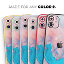 Marbleized Pink and Blue Paradise V322 - Vinyl Skin Wrap for iPhone 17 Pro Max, 17 Pro, 17 Air, 17, 16 & All Models — Soft Matte or Ultra Gloss