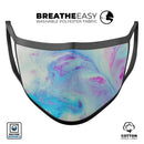 Marbleized Pink and Blue Paradise V371 - Made in USA Mouth Cover Unisex Anti-Dust Cotton Blend Reusable & Washable Face Mask with Adjustable Sizing for Adult or Child